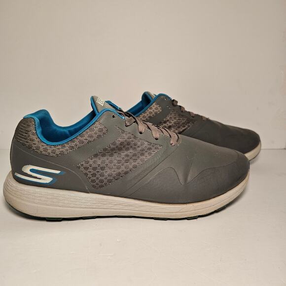 Skechers Mens Go Golf Shoes Water Resistant Charcoal Gray Blue Spikeless Size 10 - Picture 2 of 16